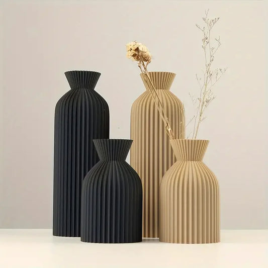 NxtDecor - Elegant Black Plastic Vase Boho Chic Decorative Centerpiece